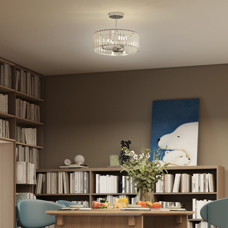 HOMCOM Semi Flush Mount Modern Crystal Chandelier Ceiling Light