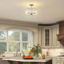 HOMCOM Semi Flush Mount Modern Crystal Chandelier Ceiling Light