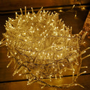 1000 LED 25m Indoor Outdoor Christmas Multi Function Mains Operated String Lights with Timer & Clear Cable in Warm White
