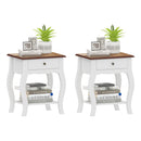 HOMCOM Bedside Tables Set of 2, Bedside Cabinets with Drawer, Shelf, White