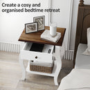 HOMCOM Bedside Tables Set of 2, Bedside Cabinets with Drawer, Shelf, White