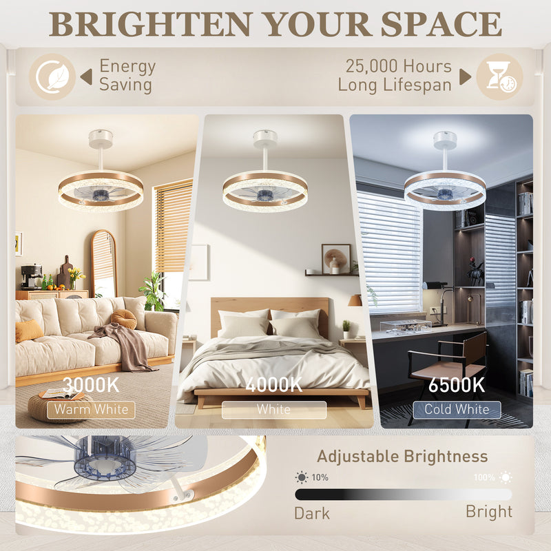 HOMCOM Ceiling Fan Light With 3 Colour, Timer, Reversible, Remote