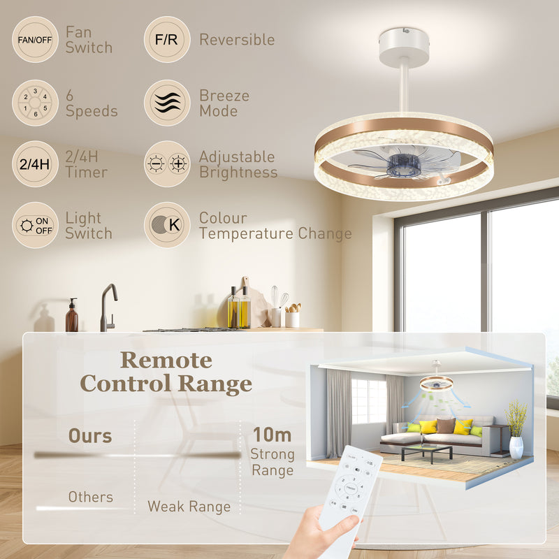 HOMCOM Ceiling Fan Light With 3 Colour, Timer, Reversible, Remote