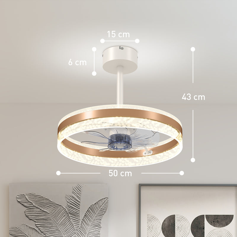 HOMCOM Ceiling Fan Light With 3 Colour, Timer, Reversible, Remote
