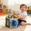 AIYAPLAY Wooden Activity Cube for Toddlers 18+ Months with Bead Maze