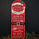 68cm Indoor Outdoor Red Metal Santa's Rules Sign Hanging Christmas Decoration