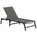 Outsunny Foldable PE Rattan Sun Lounger w/ 5-Level Adjustable Backrest, Grey