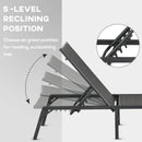 Outsunny Foldable PE Rattan Sun Lounger w/ 5-Level Adjustable Backrest, Grey