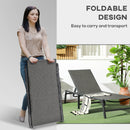 Outsunny Foldable PE Rattan Sun Lounger w/ 5-Level Adjustable Backrest, Grey