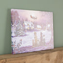 40 x 30cm Battery Operated Light up Fibre Optic Dogs Watching Santa Christmas Wall Canvas