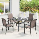 Outsunny 5 Pieces Outdoor Dining Set For 4, Grey And Khaki