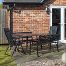 Outdoor 6 Person Rectangular Glass Top Garden Dining Table Benches & Chairs Set