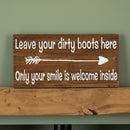 60cm X 30cm Dark Rustic Fir Wood Welcome Arrow Hanging Wall Sign