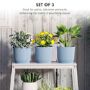Outsunny Set Of 3 Round Plant Pots Outdoor 22cm For Garden, White