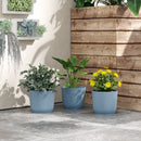 Outsunny Set Of 3 Round Plant Pots Outdoor 22cm For Garden, White