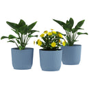 Outsunny Set Of 3 Round Plant Pots Outdoor 22cm For Garden, White