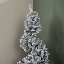 7ft (2.1m) Snowflocked Spiral Christmas Tree with Green Metal Stand