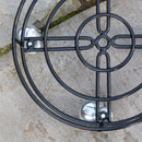 32cm Black Metal Garden Flower Plant Pot Trolley on Castor Wheels