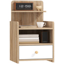 HOMCOM Bedside Table With Drawer For Bedroom, Living Room, Natural Wood Effect