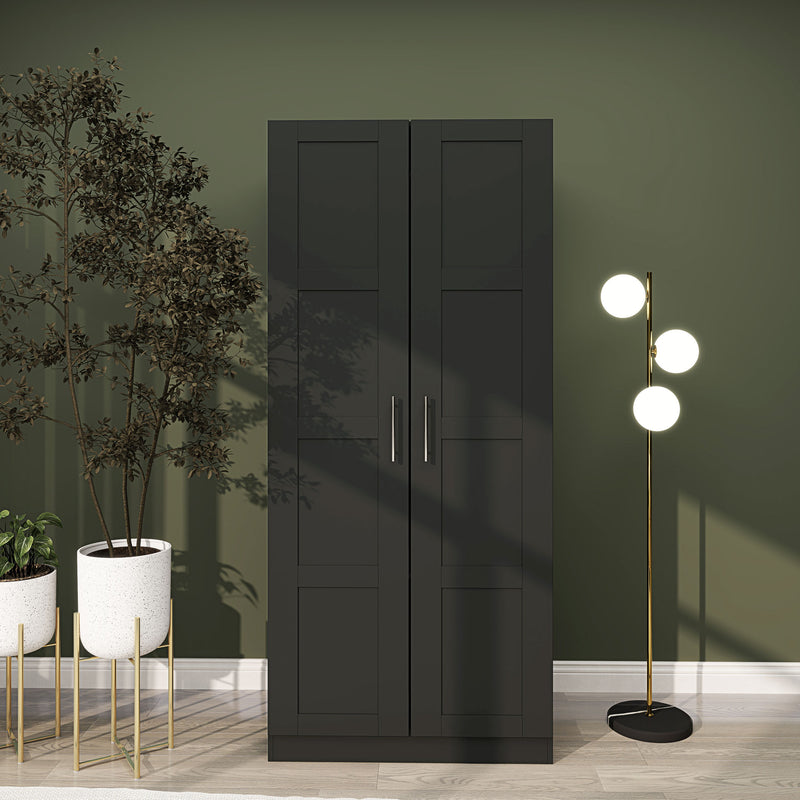 HOMCOM Wardrobe for Bedroom, Double Wardrobe with Hanging Rail
