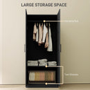 HOMCOM Wardrobe for Bedroom, Double Wardrobe with Hanging Rail