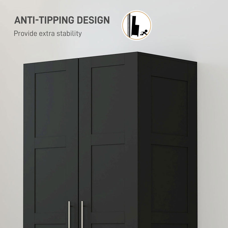 HOMCOM Wardrobe for Bedroom, Double Wardrobe with Hanging Rail