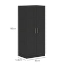 HOMCOM Wardrobe for Bedroom, Double Wardrobe with Hanging Rail