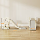 AIYAPLAY Foldable Kids Slide With Climber, Basketball Hoop, Cream White