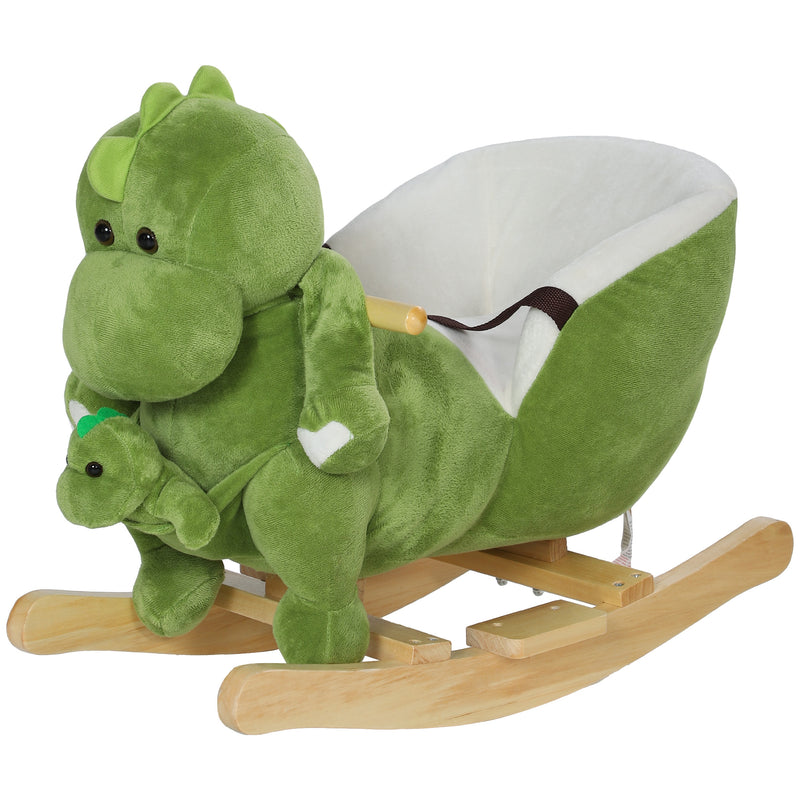 AIYAPLAY Baby Rocking Horse W/ Safety Belt, 32 Songs, Wood Base, Hand Puppet