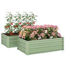 Outsunny Set Of 2 Raised Garden Bed Galvanised Planter Box, Light Green