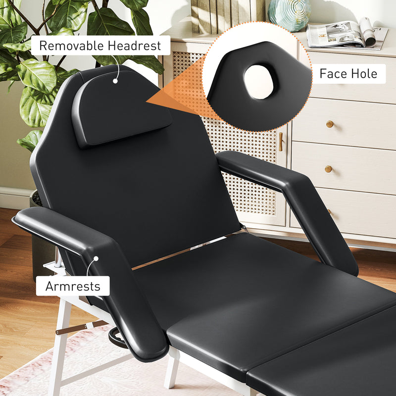 HOMCOM 3 Section Adjustable Massage Table, Beauty Bed for Spa, Lash,