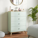 HOMCOM Chest of Drawers, 4 Drawer Storage Cabinet, Light Green and Oak