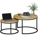 HOMCOM 2 Pcs Stacking Coffee Table Set With Steel Frame