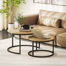 HOMCOM 2 Pcs Stacking Coffee Table Set With Steel Frame