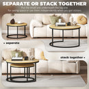 HOMCOM 2 Pcs Stacking Coffee Table Set With Steel Frame
