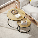 HOMCOM 2 Pcs Stacking Coffee Table Set With Steel Frame