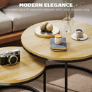 HOMCOM 2 Pcs Stacking Coffee Table Set With Steel Frame