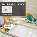 PawHut Bird Cage With Divider, 4 Wooden Perches Slide Out Tray