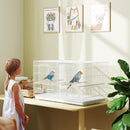 PawHut Bird Cage With Divider, 4 Wooden Perches Slide Out Tray