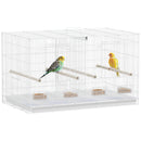 PawHut Bird Cage With Divider, 4 Wooden Perches Slide Out Tray