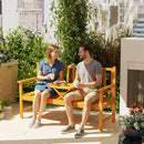 Outsunny Outdoor Bench with Liftable Middle Table, 153cm Wood Garden Bench