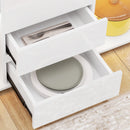 HOMCOM LED Sideboard, High Gloss Storage Cabinet with 4 Drawers, White