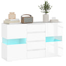 HOMCOM LED Sideboard, High Gloss Storage Cabinet with 4 Drawers, White