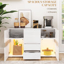 HOMCOM LED Sideboard, High Gloss Storage Cabinet with 4 Drawers, White