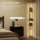 HOMCOM Floor Lamp for Living Room, Standing Lamp with Foot Switch, Oak