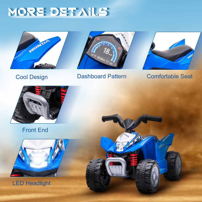AIYAPLAY Honda Licensed Kids Electric Quad Bike 6V ATV 1.5-3 Years Red And Blue