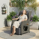 Outsunny Rattan Garden Recliner Chair with Flip Table, Dark Grey