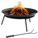 Outsunny Fire Pit, Portable Firepit with Poker, Black