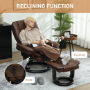HOMCOM Swivel Manual Recliner and Footrest Set PU Leather Chair Brown