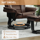 HOMCOM Swivel Manual Recliner and Footrest Set PU Leather Chair Brown